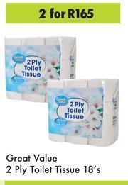 Game Great Value 2 Ply Toilet Tissue-For 2 x 18's Pack offer