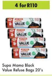 Game Supa Mama Black Value Refuse Bags-For 4 x 20's Pack offer