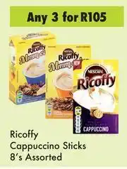 Game Ricoffy Cappuccino Sticks Assorted-For Any 3 x 8's Pack offer
