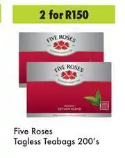 Game Five Roses Tagless Teabags-For 2 x 200's Pack offer