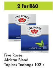 Game Five Roses African Blend Tagless Teabags-For 2 x 102's Pack offer
