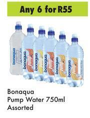 Game Bonaqua Pump Water Assorted-For 6 x 750ml offer