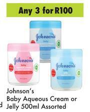 Game Johnson's Baby Aqueous Cream Or Jelly Assorted-For 3 x 500ml offer