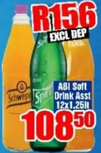 Three Star Cash and Carry ABI Soft Drink Asst 12x1,25lt offer