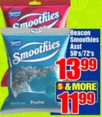 Three Star Cash and Carry Beacon Smoothies Asst 50's/72's offer