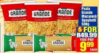Three Star Cash and Carry Pasta Grande Macaroni/Spaghetti 5x500g offer