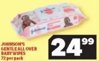 Johnson's Gentle Over Baby Wipes 72 per pack