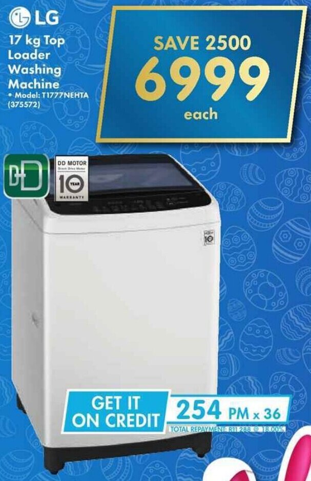LG Top Loader Washing Machine 17kg offer at Makro