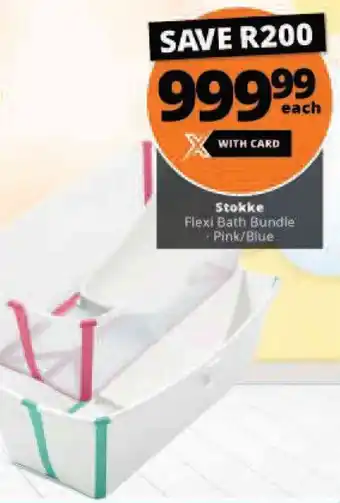 Checkers Stokke Flexi Bath Bundle Pink / Blue offer