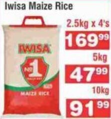 Advance Cash n Carry Iwisa Maize Rice 2.5kg x 4's offer