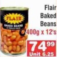 Advance Cash n Carry Flair Baked Beans 400g x 12's offer