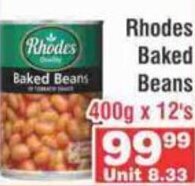 Advance Cash n Carry Rhodes Baked Beans 400g x 12's offer