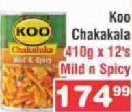Advance Cash n Carry Koo Chakalaka Mild n Spicy 410g x 12's offer