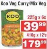 Advance Cash n Carry Koo Veg Curry / Mix Veg 225g x 6's offer