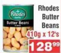 Rhodes Butter Beans 410g x 12's