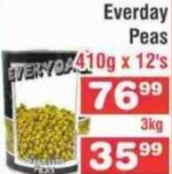Advance Cash n Carry Everyday Peas 410g x 12's offer