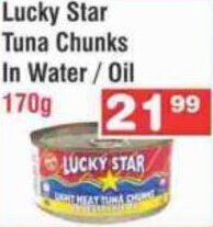 Advance Cash n Carry Lucky Star Tuna Chunks in Water / Oil 170g offer
