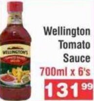 Wellington Tomato Sauce 700ml x 6's