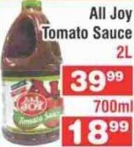 Advance Cash n Carry All Joy Tomato Sauce 2L offer
