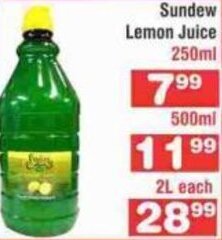 Advance Cash n Carry Sundew Lemon Juice 250ml offer
