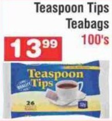 Teaspoon Tips Teabags 100's