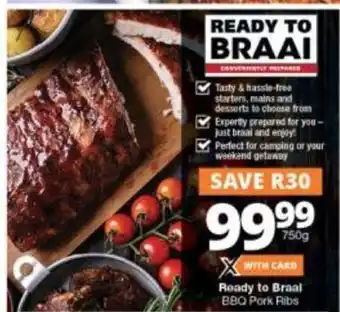 Checkers Ready to Braai BBQ Pork Ribs 750g offer