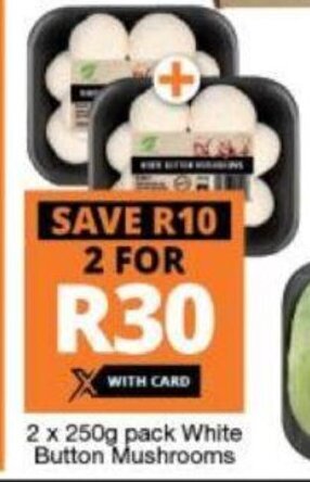 Checkers White Button Mushrooms 2 x 250g offer