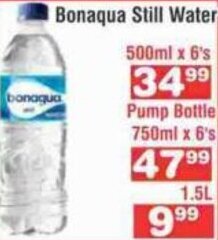 Advance Cash n Carry Bonaqua Still Water 500ml x 6's offer