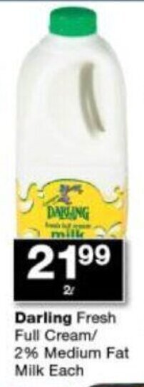 Checkers Darling Fresh Full Cream / 2% Medium Fat Milk each offer