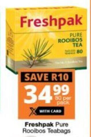Checkers Freshpak Pure Rooibos Teabags 80 per pack offer