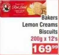 Advance Cash n Carry Bakers Lemon Creams Biscuits 200g x 12's offer