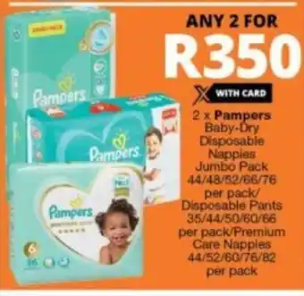 Checkers Pampers Baby-Dry Disposable Nappies Jumbo Pack 2 x offer