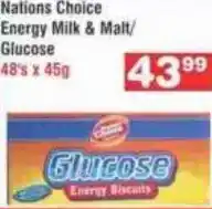 Advance Cash n Carry Nations Choice Energy Milk & Malt/Glucose 48's x 45g offer