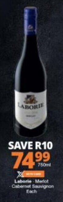 Checkers Laborie - Merlot - Cabernet - Sauvignon each 750ml offer