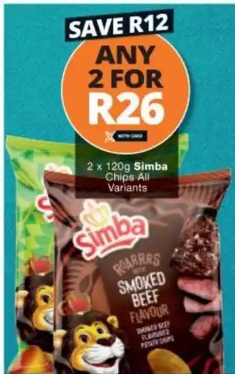 Checkers Simba Chip All Variants 2 x 120g offer