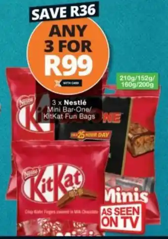 Checkers Nestle Mini Bar-One KitKat Fun Bags offer