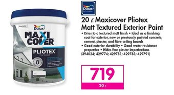 Makro Dulux 20L Maxicover Pliotex Matt Textured Exterior Paint offer