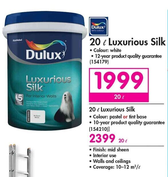 Dulux 20L Luxurious Silk offer at Makro