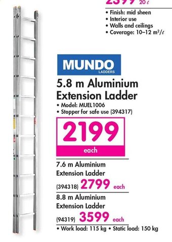 Makro Mundo 5.8 m Aluminium Extension Ladder offer
