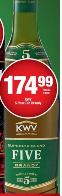 KWV 5-Year-Old Brandy 750ml