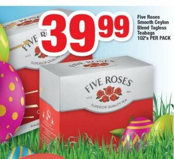 OK Foods Five Roses Smooth Ceylon Blend Tagless Teabags 102's per pack offer