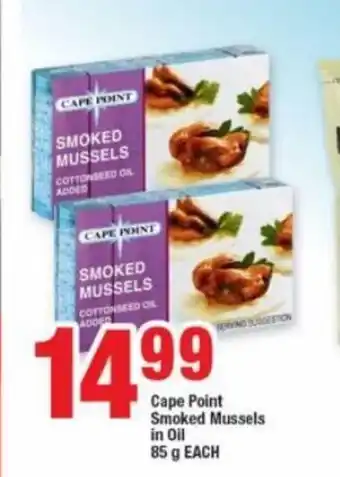 OK Foods Cape Point Smoked Mussels in Oil 85g each offer