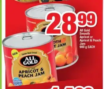 OK Foods All Gold Smooth Apricot or Apricot & Peach Jam 900g each offer