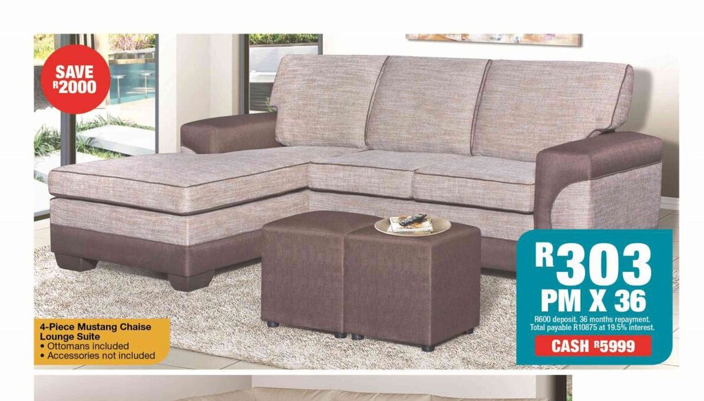 4Piece Mustang Chaise Lounge Suite offer at House & Home
