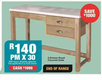 House & Home 2-Drawer Royal Concrete Desk offer