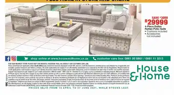 House & Home 4-Piece Dallas Rattan Patio Suite offer