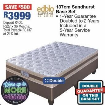 OK Furniture 137 cm sandhurst base set offer