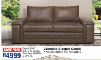 OK Furniture Valentino sleeper couch offer