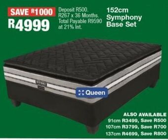 OK Furniture 152 cm symphony base set offer