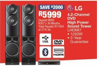 OK Furniture Lg 4.2 channel dvd high power sound tower lhd687 offer